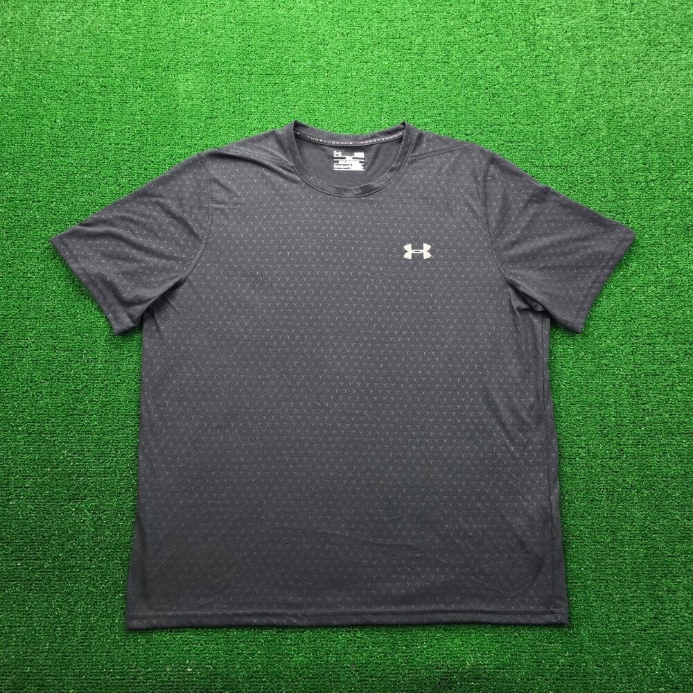 Under Armour Tshirt Mens Large Black Short‎ Sleeve Threadborne Heat Gear Workout